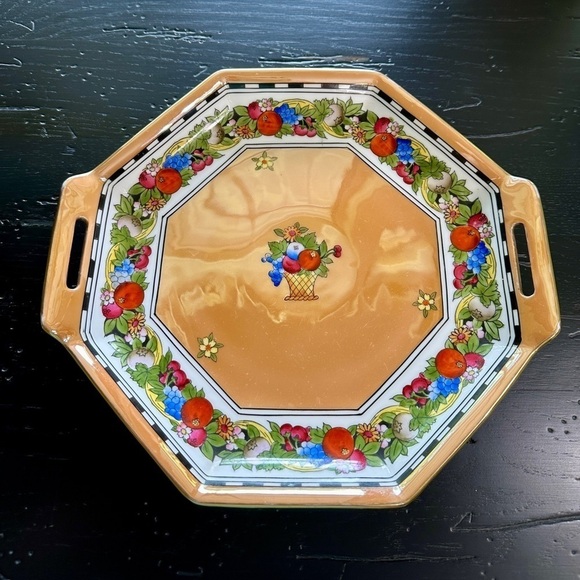 NIPPON NORITAKE, LUSTERWARE OCTAGON PLATTER WITH HANDLES. - Picture 1 of 8